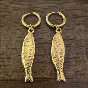 Gold Hoop Fish Earrings